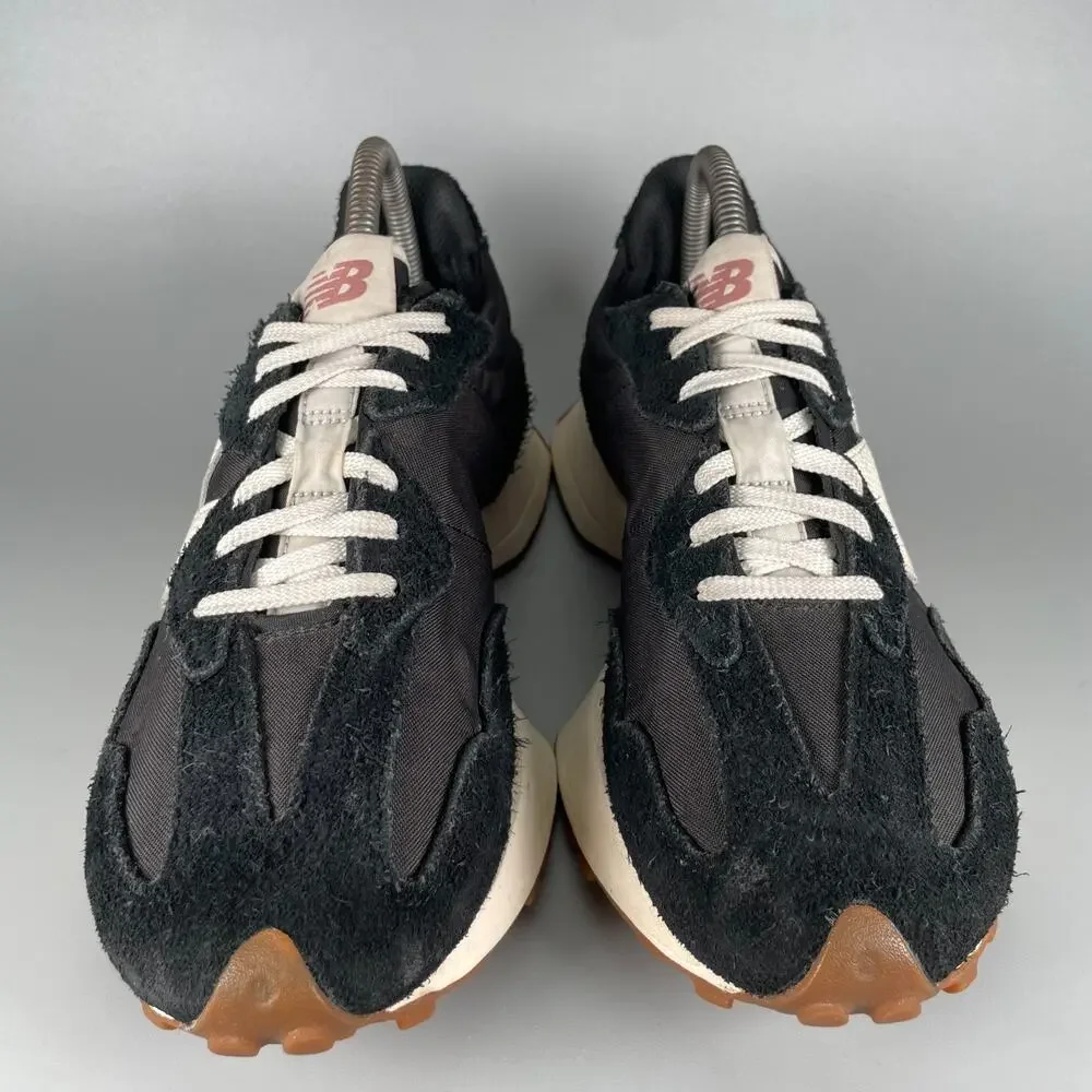 New Balance 327 Women’s 9 Black White Gum Suede Low Top Lace-Up Sneakers Casual